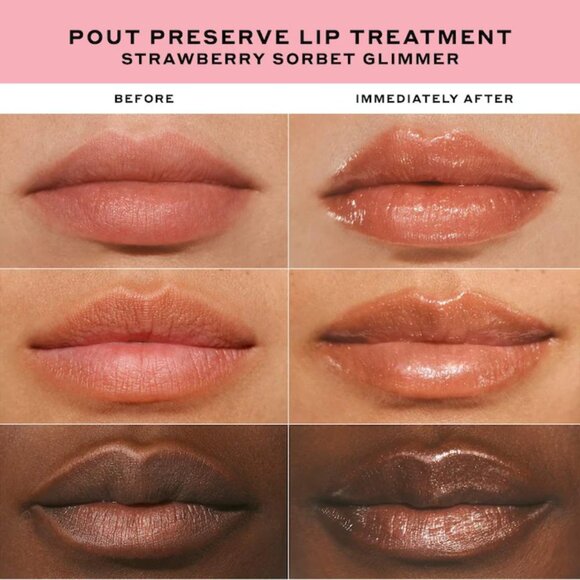 New/Sealed, Pout Preserve Peptide Glimmer Lip Treatment Strawberry Sorbet Glimmr - Picture 3 of 10